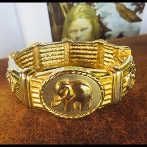 Gold & Silver Tone Elephant Cuff Bracelet